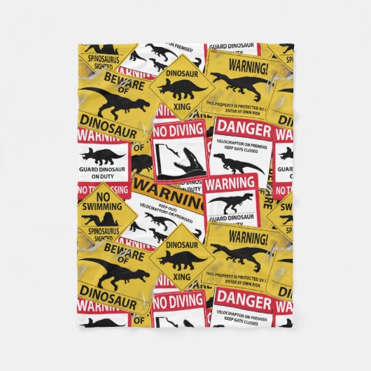 Dinosaurier Vorsichtszeichen Fleecedecke (Vorderseite)