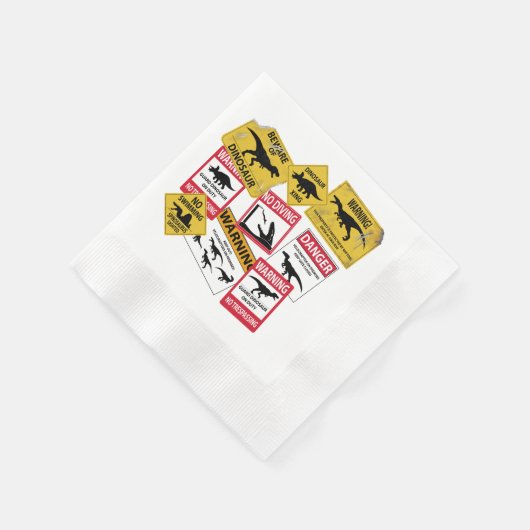Dinosaurier Vorsichtszeichen Serviette (Ecke)