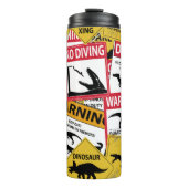 Dinosaurier Vorsichtszeichen Thermosbecher (Vorderseite)