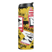 Dinosaurier Vorsichtszeichen Thermosbecher (Nach links gedreht)