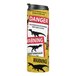 Dinosaurier Vorsichtszeichen Thermosbecher