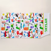 Dinosaurier Wasserfarbe Personalisiert Strandtuch (Vorderseite)