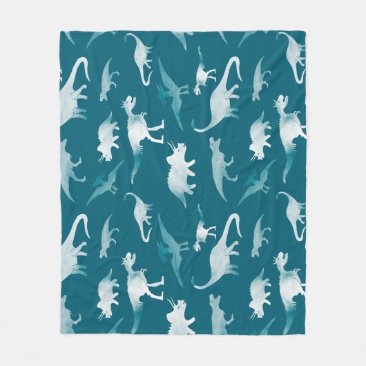 Dinosaurier Wasserfarbe: Textilmuster Fleecedecke (Vorderseite)