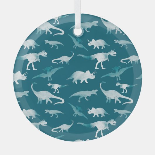 Dinosaurier Wasserfarbe: Textilmuster Ornament Aus Glas (Vorderseite)