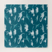 Dinosaurier Wasserfarbe: Textilmuster Puzzle (Horizontal)