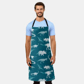 Dinosaurier Wasserfarbe: Textilmuster Schürze (Getragen)