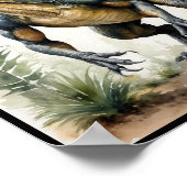Dinosaurier Watercolor Allosaurus Wall Art Poster (Ecke)