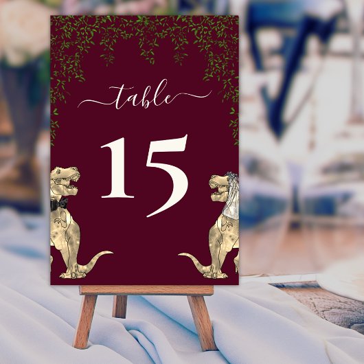 Dinosaurier Wedding Foliage Burgundy & Cream Tischnummer