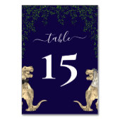 Dinosaurier Wedding Foliage Navy Blue & White Tischnummer (Vorderseite)