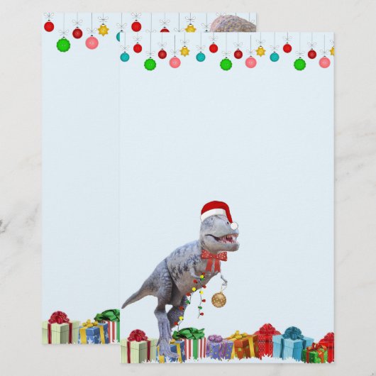 Dinosaurier Weihnachten Briefpapier (Vorne/Hinten)