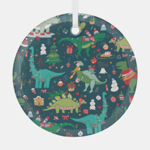 Dinosaurier Weihnachten: Frohes Neues Jahr Ornament Aus Glas
