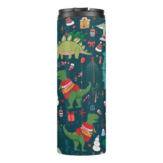 Dinosaurier Weihnachten: Frohes Neues Jahr Thermosbecher (Rückseite)
