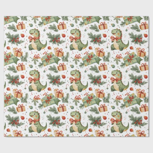Dinosaurier Weihnachten Geschenkpapier (Flach)