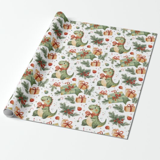 Dinosaurier Weihnachten Geschenkpapier (Ungerollt)