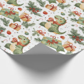 Dinosaurier Weihnachten Geschenkpapier (Ecke)