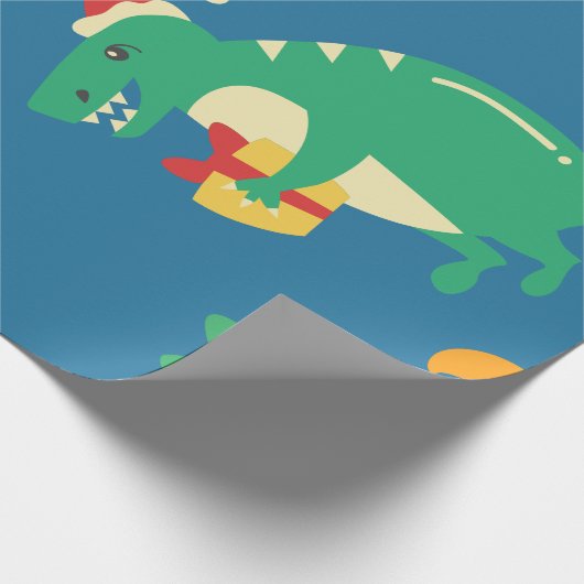 Dinosaurier Weihnachten Geschenkpapier (Ecke)