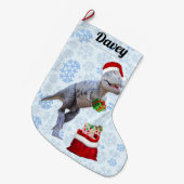 Dinosaurier Weihnachten Großer Weihnachtsstrumpf (Vorderansicht (hängend))