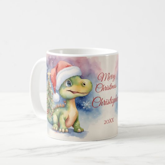 Dinosaurier Weihnachten Kaffeetasse (Vorderseite Links)