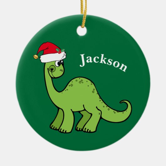 Dinosaurier Weihnachten Niedlichen Custom Kids Gre Keramik Ornament (Vorne)