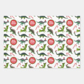 Dinosaurier Weihnachten Personalisiert Geschenkpapier Set (Vorderseite 2)