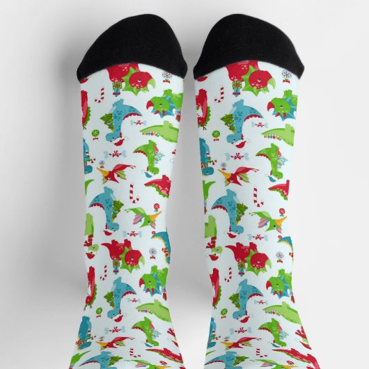 Dinosaurier Weihnachten Socken (Oben)