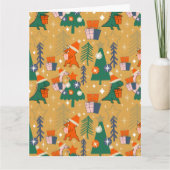 Dinosaurier Weihnachts-Party Gelb Karte (Vorderseite)