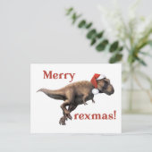 Dinosaurier Weihnachts Postcard Feiertagspostkarte (Stehend Vorderseite)