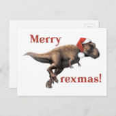 Dinosaurier Weihnachts Postcard Feiertagspostkarte (Vorne/Hinten)