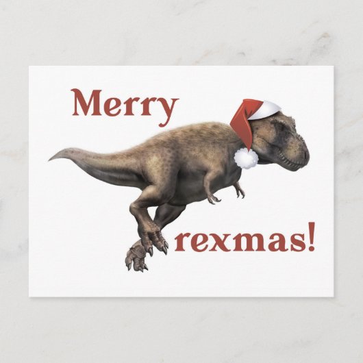 Dinosaurier Weihnachts Postcard Feiertagspostkarte (Vorderseite)
