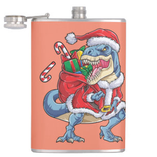 Dinosaurier Weihnachts Weihnachtsmann T rex Boys M Flachmann