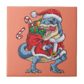Dinosaurier Weihnachts Weihnachtsmann T rex Boys M Fliese (Vorderseite)