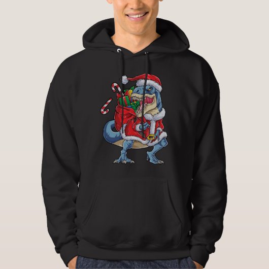 Dinosaurier Weihnachts Weihnachtsmann T rex Boys M Hoodie (Vorderseite)