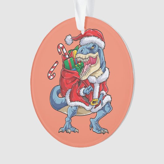 Dinosaurier Weihnachts Weihnachtsmann T rex Boys M Ornament (Vorderseite)