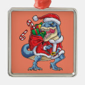 Dinosaurier Weihnachts Weihnachtsmann T rex Boys M Ornament Aus Metall (Vorne)