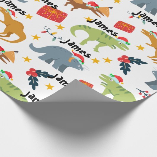 Dinosaurier Weihnachts-Weihnachtsmannmütze Muster Geschenkpapier (Ecke)