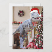 Dinosaurier Weihnachtsflachkarte (Vorderseite)