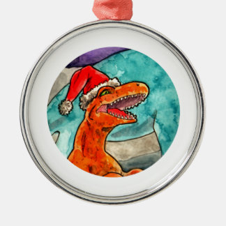 Dinosaurier-Weihnachtsflitter Silbernes Ornament