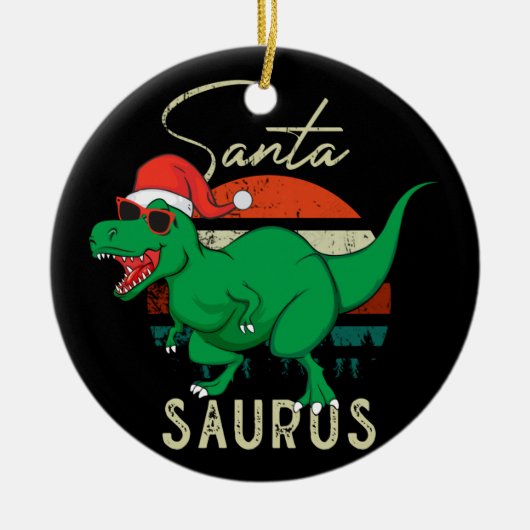Dinosaurier Weihnachtsgeschenk, Familiendekoration Keramik Ornament (Vorne)