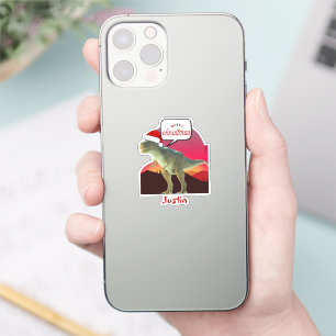 Dinosaurier-Weihnachtsgeschenk, personalisierter N Aufkleber