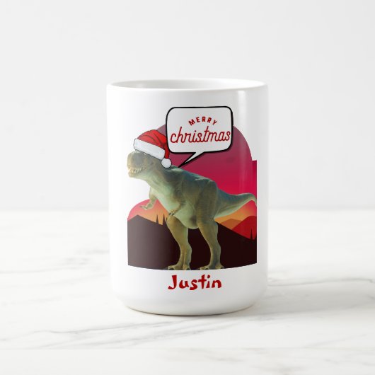 Dinosaurier-Weihnachtsgeschenk, personalisierter N Kaffeetasse (Mittel)