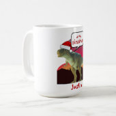 Dinosaurier-Weihnachtsgeschenk, personalisierter N Kaffeetasse (Vorderseite Links)