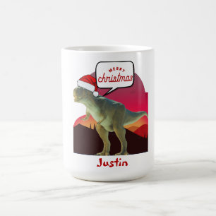 Dinosaurier-Weihnachtsgeschenk, personalisierter N Kaffeetasse