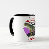 Dinosaurier-Weihnachtsgeschenk, personalisierter N Tasse (Vorderseite Links)