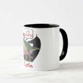Dinosaurier-Weihnachtsgeschenk, personalisierter N Tasse (VorderseiteRechts)