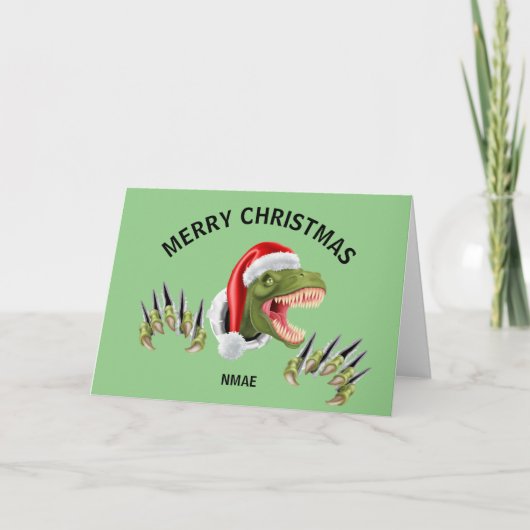 Dinosaurier Weihnachtskarte Funny Christmas Card Karte (Vorderseite)