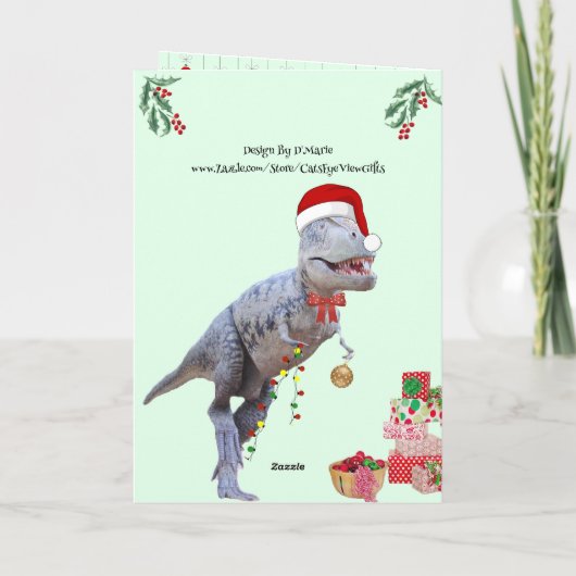 Dinosaurier Weihnachtskarte Karte (Rückseite)