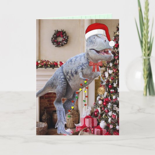 Dinosaurier Weihnachtskarte Karte (Vorderseite)