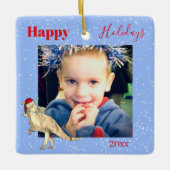 Dinosaurier Weihnachtskinder halten Sake Keramikornament (Vorderseite)