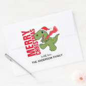 Dinosaurier Weihnachtslabel Quadratischer Aufkleber (Umschlag)