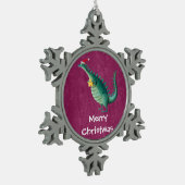 Dinosaurier - Weihnachtsmann-Helfer Schneeflocken Zinn-Ornament (Links)